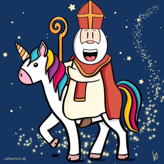 saint Nicolas sur sa licorne Creapicto